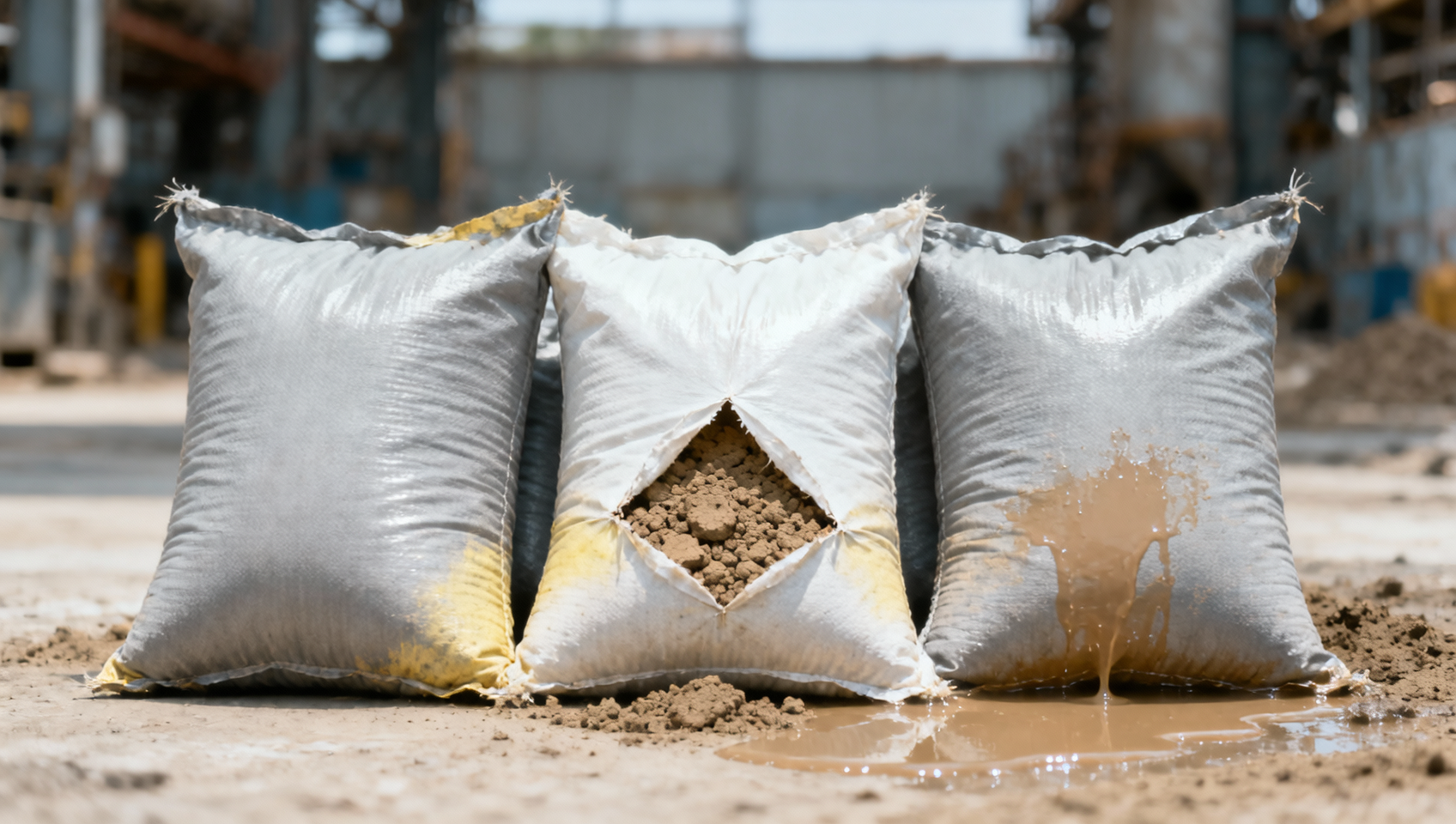 Flood control sandbags degrading faster than claimed—UV exposure or fill material interaction?