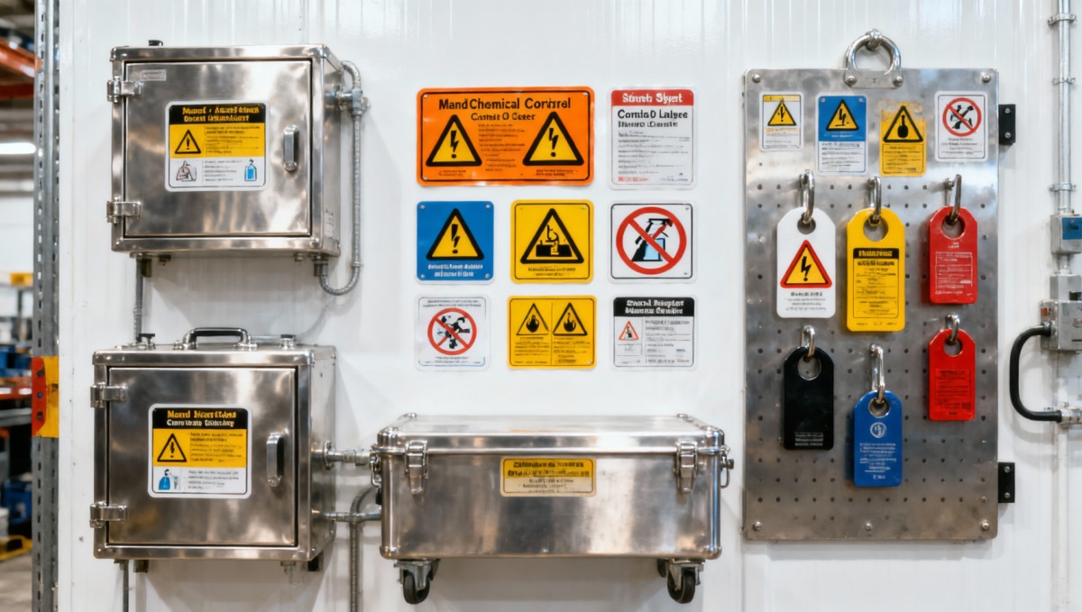 Custom warning labels that stay readable after chemical exposure Custom warning labels that stay readable after chemical exposure