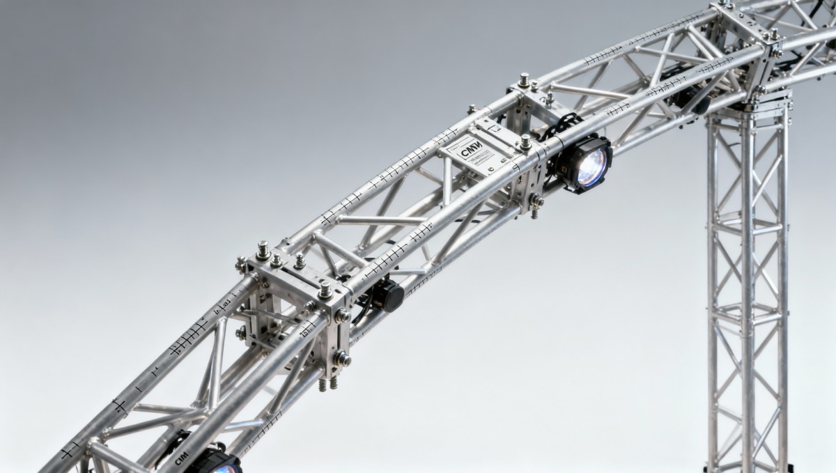 Stage lighting truss systems that ship pre-aligned — no on-site calibration