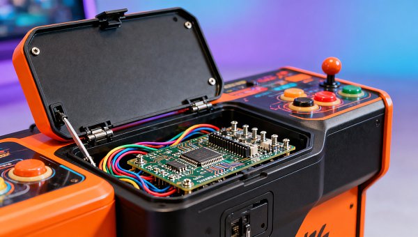 Arcade machines with service access points designed for technicians — not engineers