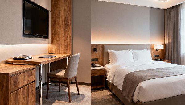 What size hotel desks work in compact guest rooms What size hotel desks work in compact guest rooms