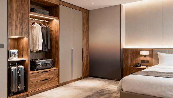 Hotel wardrobes that fit luggage without wasting space Hotel wardrobes that fit luggage without wasting space