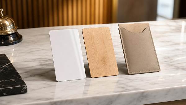 Custom printed hotel key cards: PVC or wood for a better guest feel?
