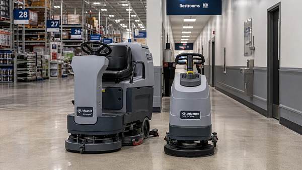 Commercial floor scrubbers: ride-on or walk-behind for large sites Commercial floor scrubbers: ride-on or walk-behind for large sites