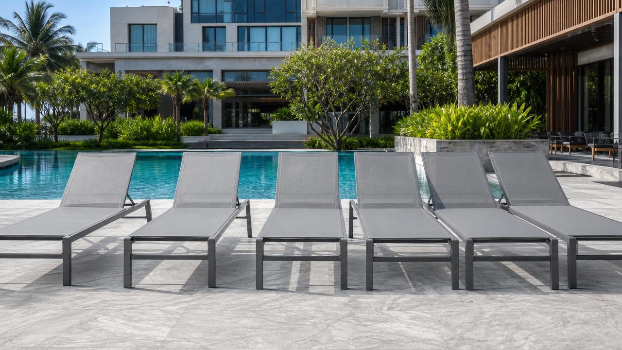 Hotel pool lounge chairs: materials that survive sun and chlorine