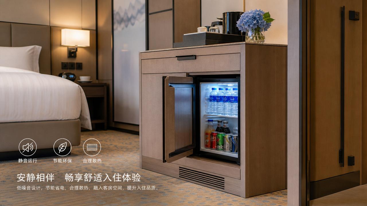 Hotel room minibar fridges: silent operation is not enough
