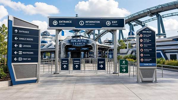 Amusement Park Signage Types and Placement: Wayfinding, Safety, and Queue Zones