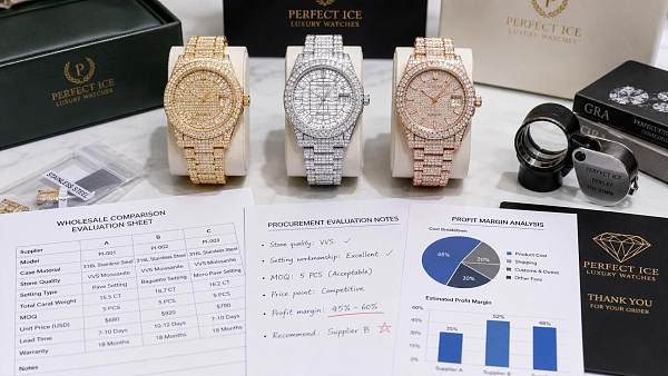 Iced Out Watches Wholesale: How to Compare MOQ, Stone Quality, and Margins