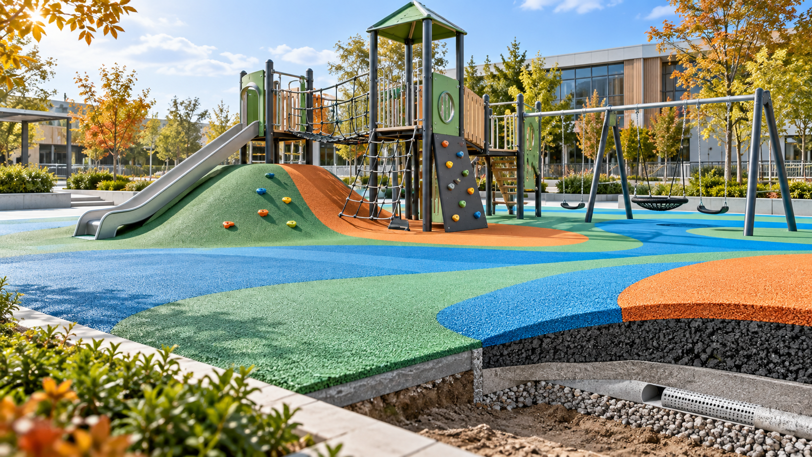 Poured Playground Safety Surfacing: How to Specify Thickness for Fall Heights