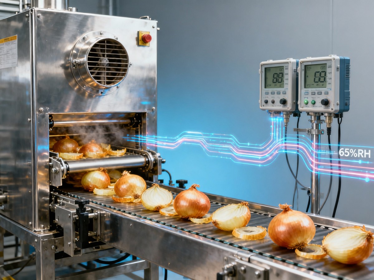 Commercial onion dehydrator output drops 22% when ambient RH exceeds 65%—and most spec sheets omit this