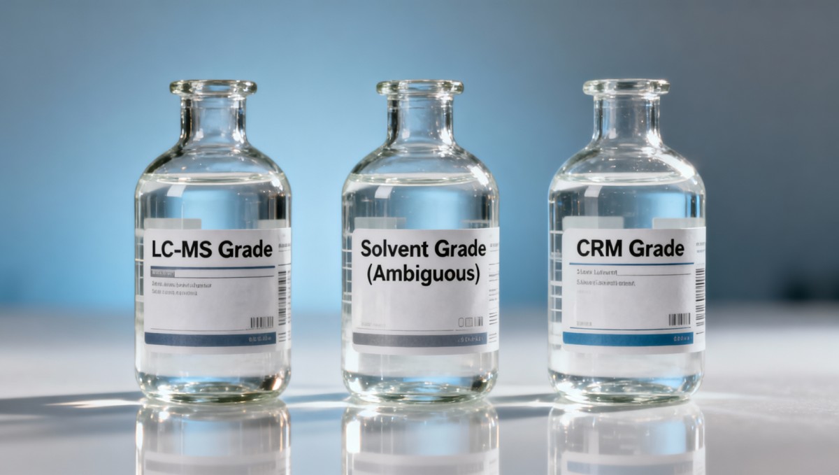 Bulk laboratory reagents: Why solvent grade mislabeling becomes costly during GC-MS method validation Bulk laboratory reagents: Why solvent grade mislabeling becomes costly during GC-MS method validation