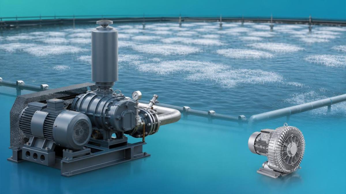 Roots blower for aquaculture or ring blower for dense ponds