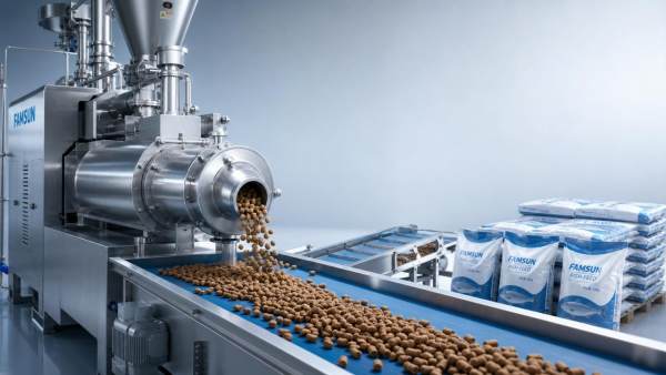 Floating fish feed extruder and pellet stability in transport