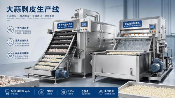 Garlic peeling machine commercial: dry peel or wet peel line