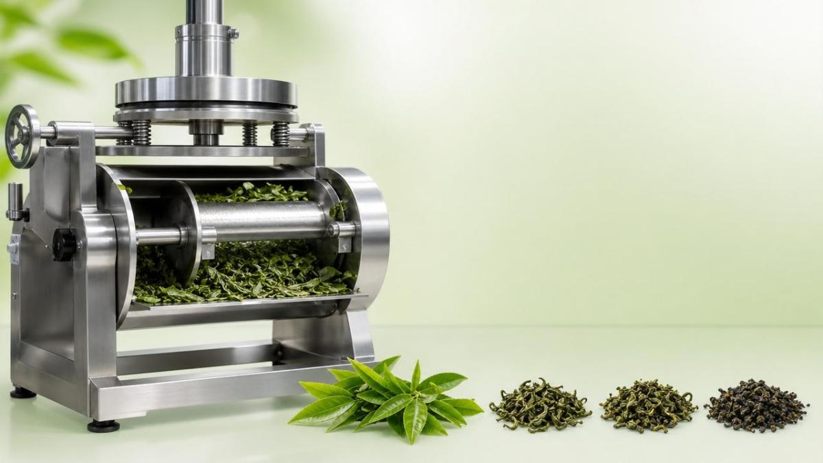 Tea leaf rolling machine pressure settings and leaf appearance