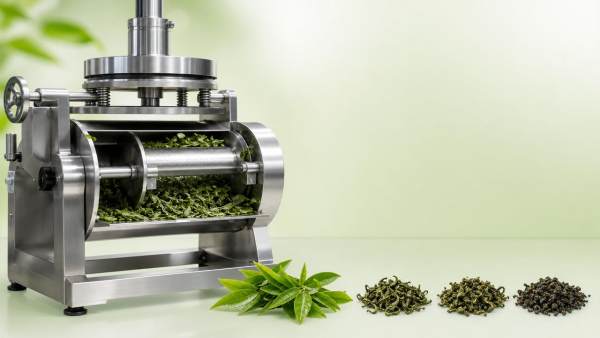 Tea leaf rolling machine pressure settings and leaf appearance