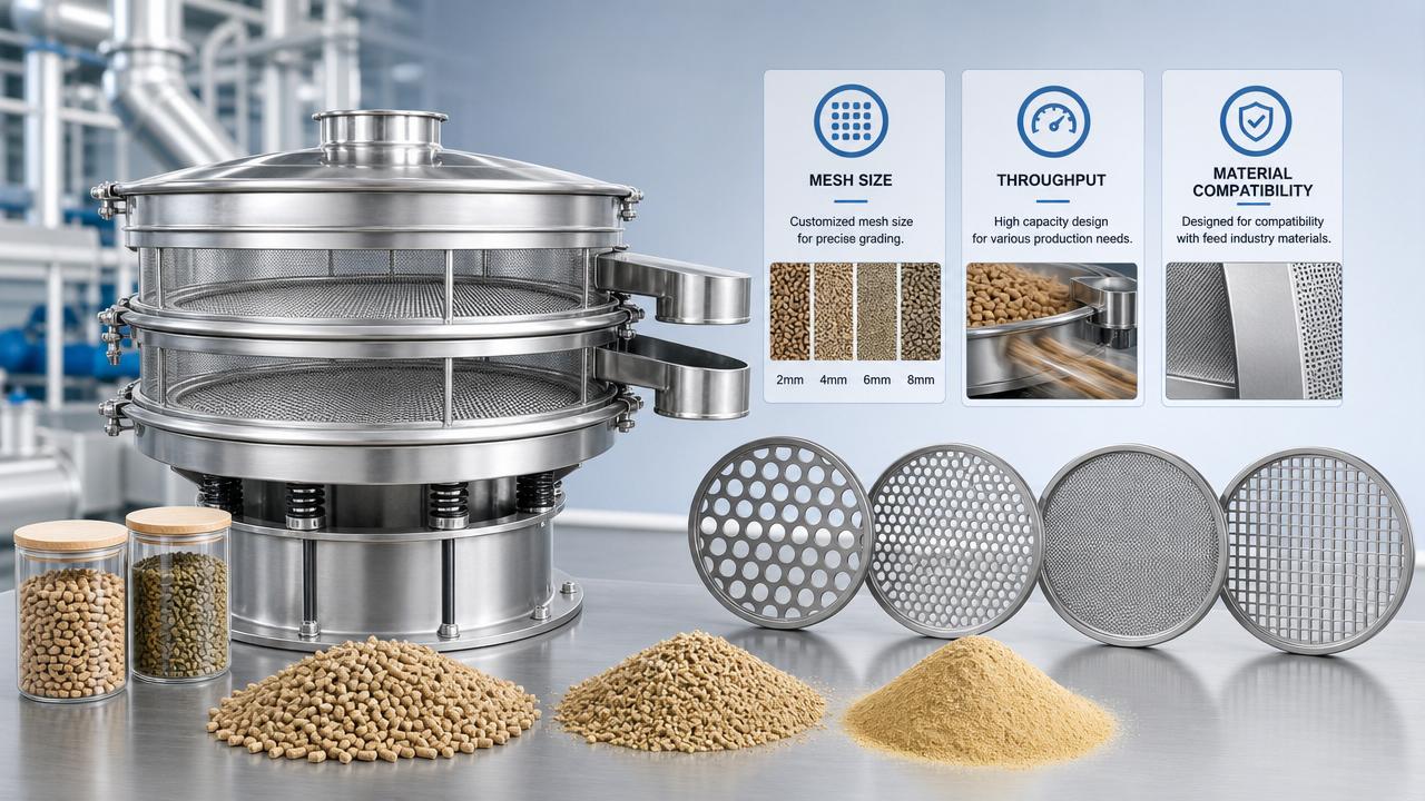 Feed Grading Sieve Selection Guide: Mesh Size, Throughput, and Material Compatibility
