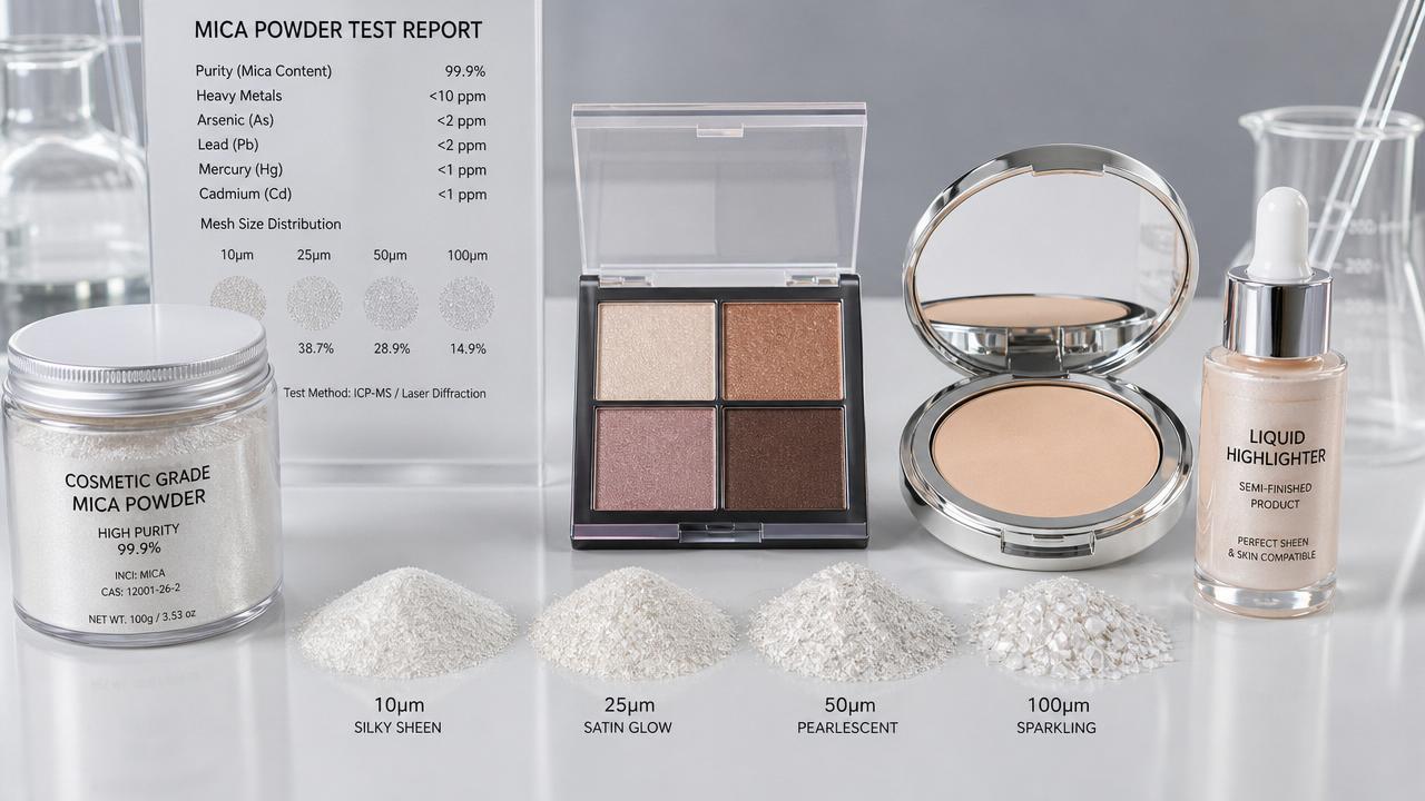 Cosmetic Grade Mica Powder in Makeup: Particle Size, Shine, and Formula Compatibility
