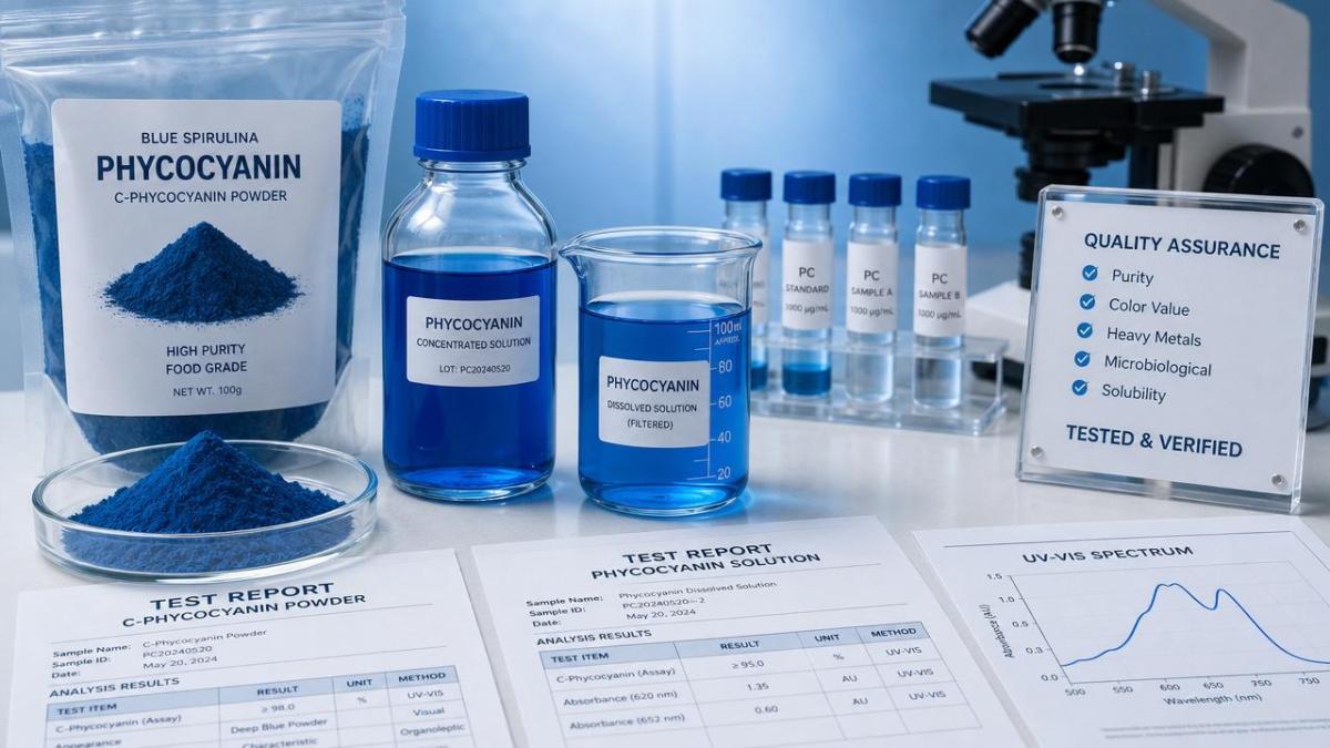 Wholesale Spirulina Blue Phycocyanin: How to Compare Purity, Color Value, and Solubility Wholesale Spirulina Blue Phycocyanin: How to Compare Purity, Color Value, and Solubility