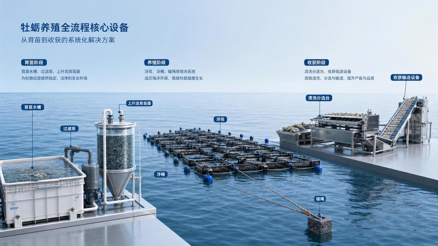 What Oyster Farming Equipment Is Needed for Nursery, Grow-Out, and Harvest Stages?