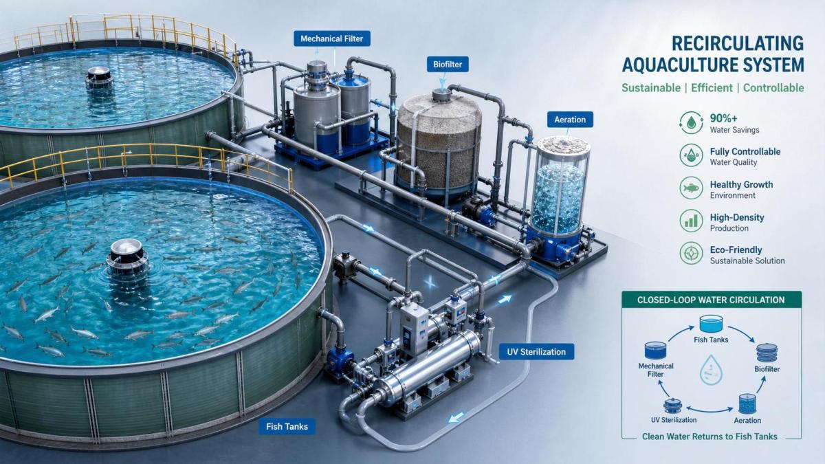 Recirculating Aquaculture Systems Explained: Core Components, Water Flow, and Use Cases Recirculating Aquaculture Systems Explained: Core Components, Water Flow, and Use Cases