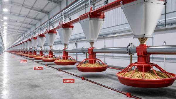 Poultry Feed Pan System Sizes, Feed Flow, and Line Spacing Explained