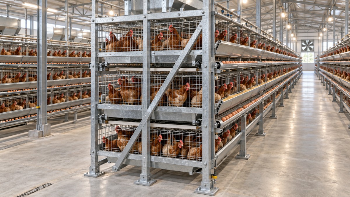 Cage Materials and Support Loads in Housing for 1,000 Laying Hens