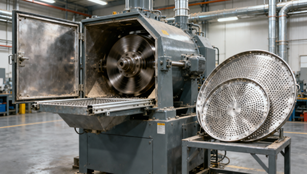 How easy is it to change hammer mill screens to adjust particle size?