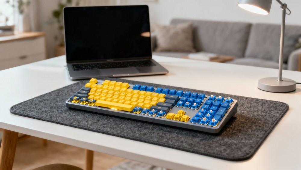 Yellow switch vs blue switch for quieter home office typing