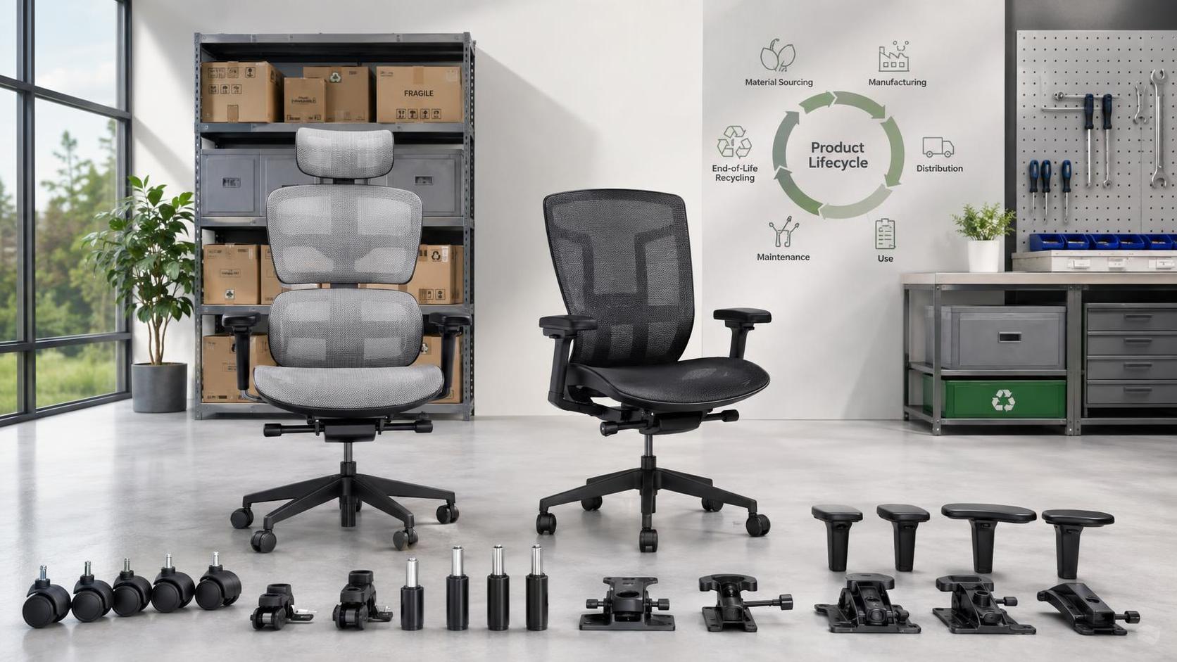 How should businesses compare office chairs by total cost of ownership?