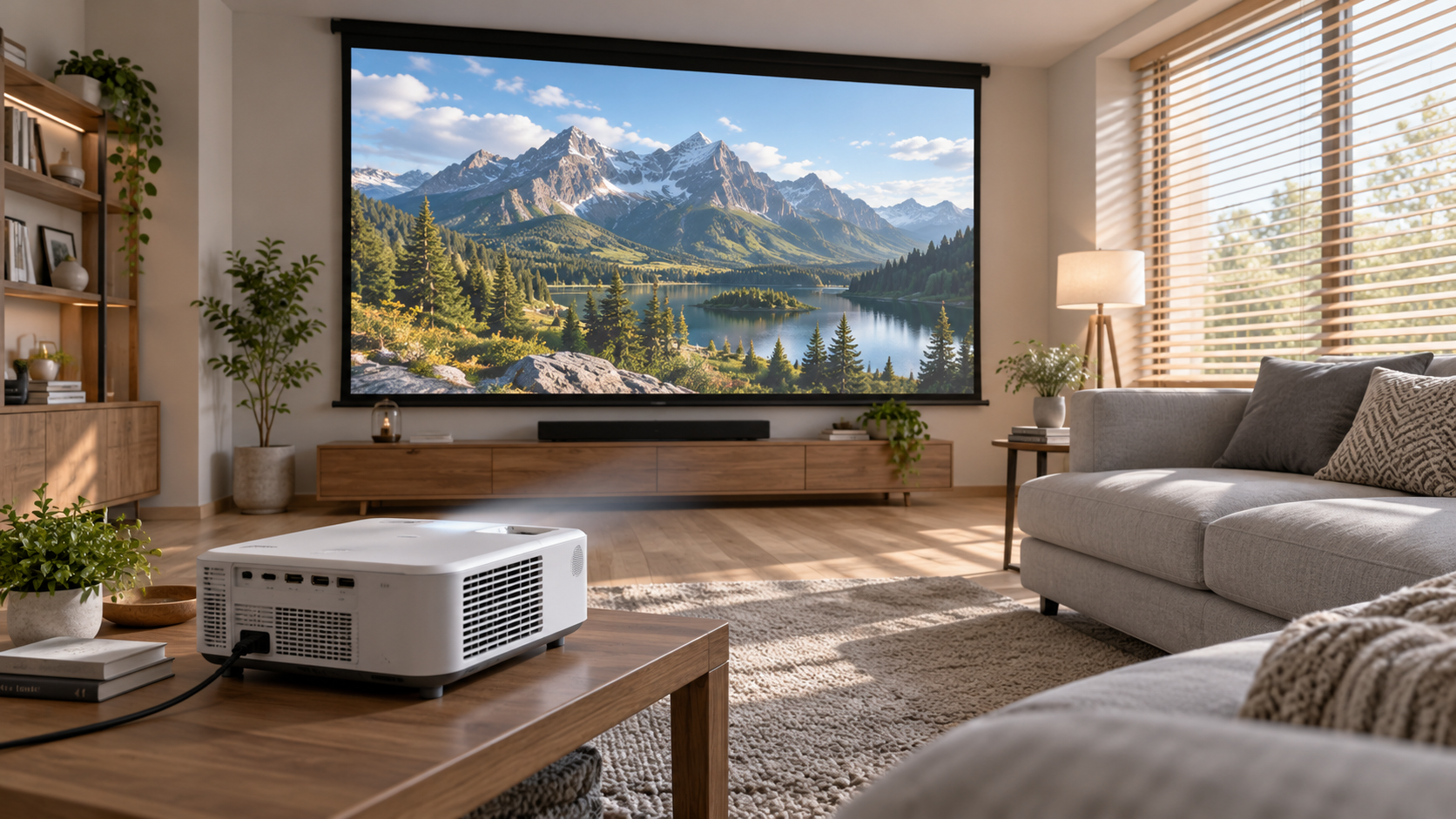 How many ANSI lumens does a projector need for a bright living room?