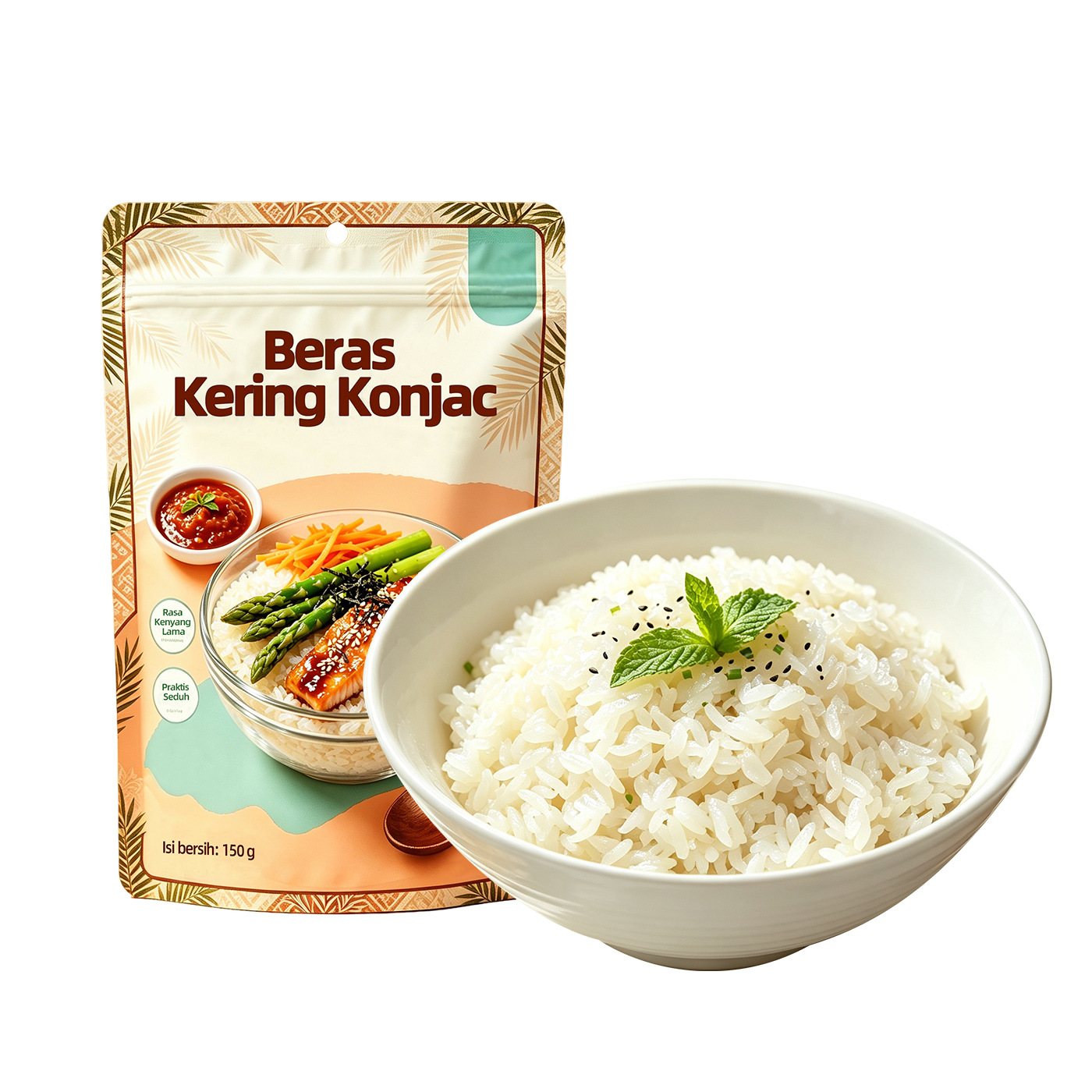 Dried Konjac Rice 100g Hot Water Instant Rice Original Flavor OEM Available For Southeast Asia Indonesia Market