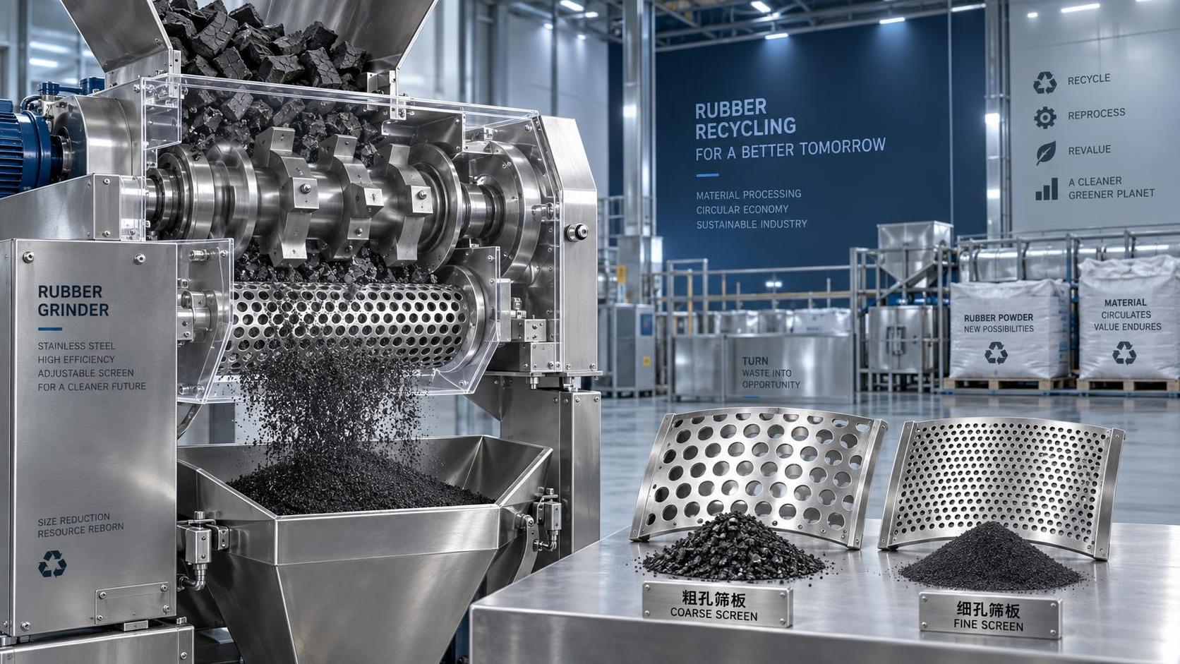 How screen size affects output from a rubber powder machine