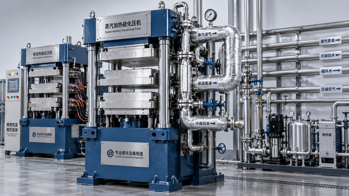 Steam or electric heating for a rubber vulcanizing press?