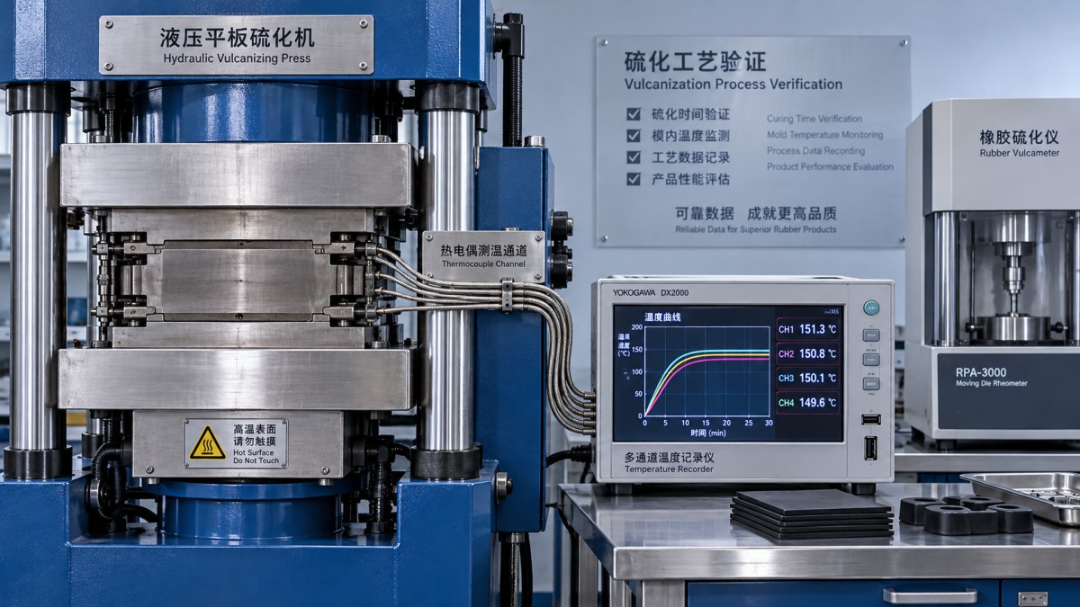 How to set cure time on a vulcanizing press using rheometer data