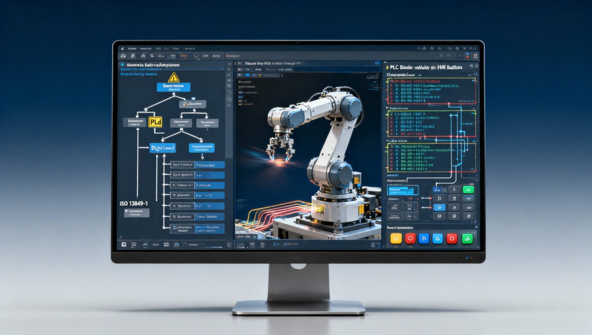 Robotic arm programming software with intuitive UI—yet lacking traceable safety logic validation paths