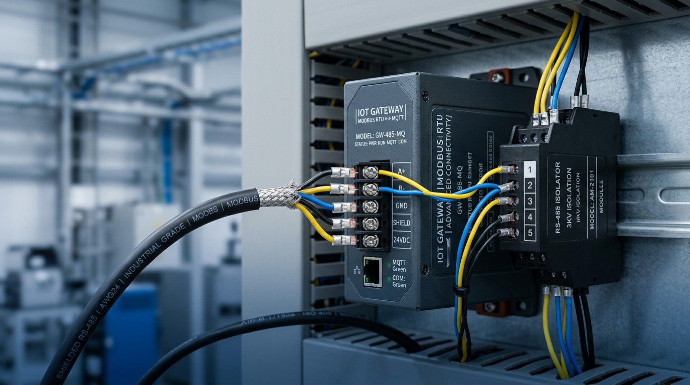 Modbus RTU to MQTT gateway stability problems in noisy factories