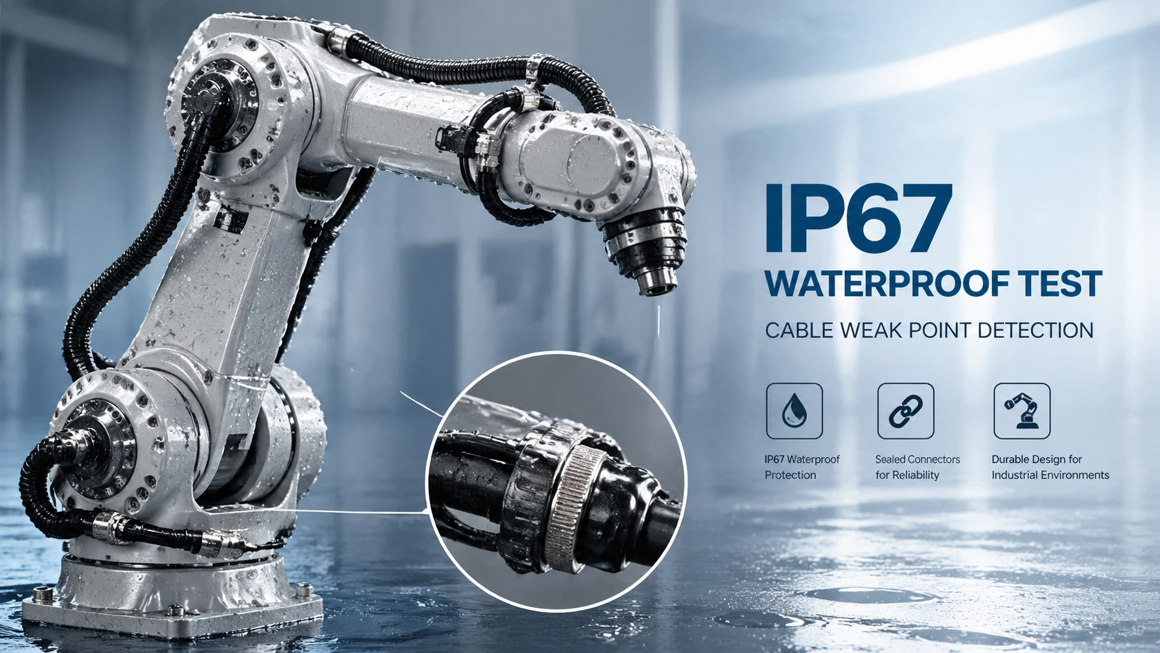 Robotic arm IP67 waterproof test often misses cable weak points
