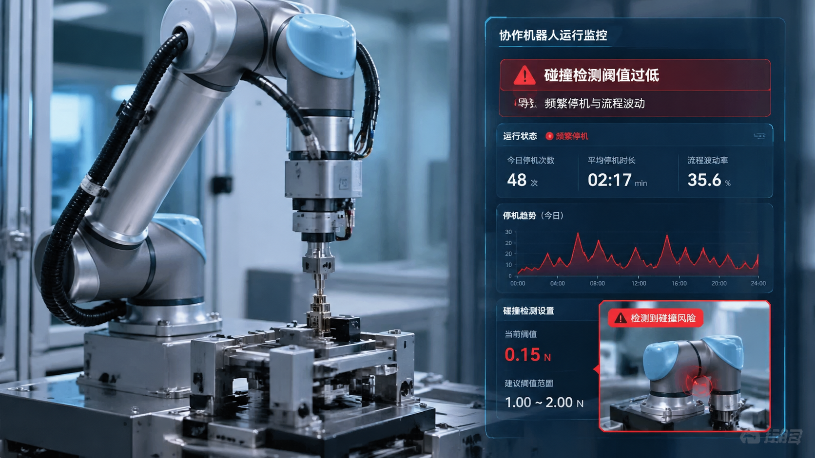 Cobot collision detection threshold set too low causes new problems