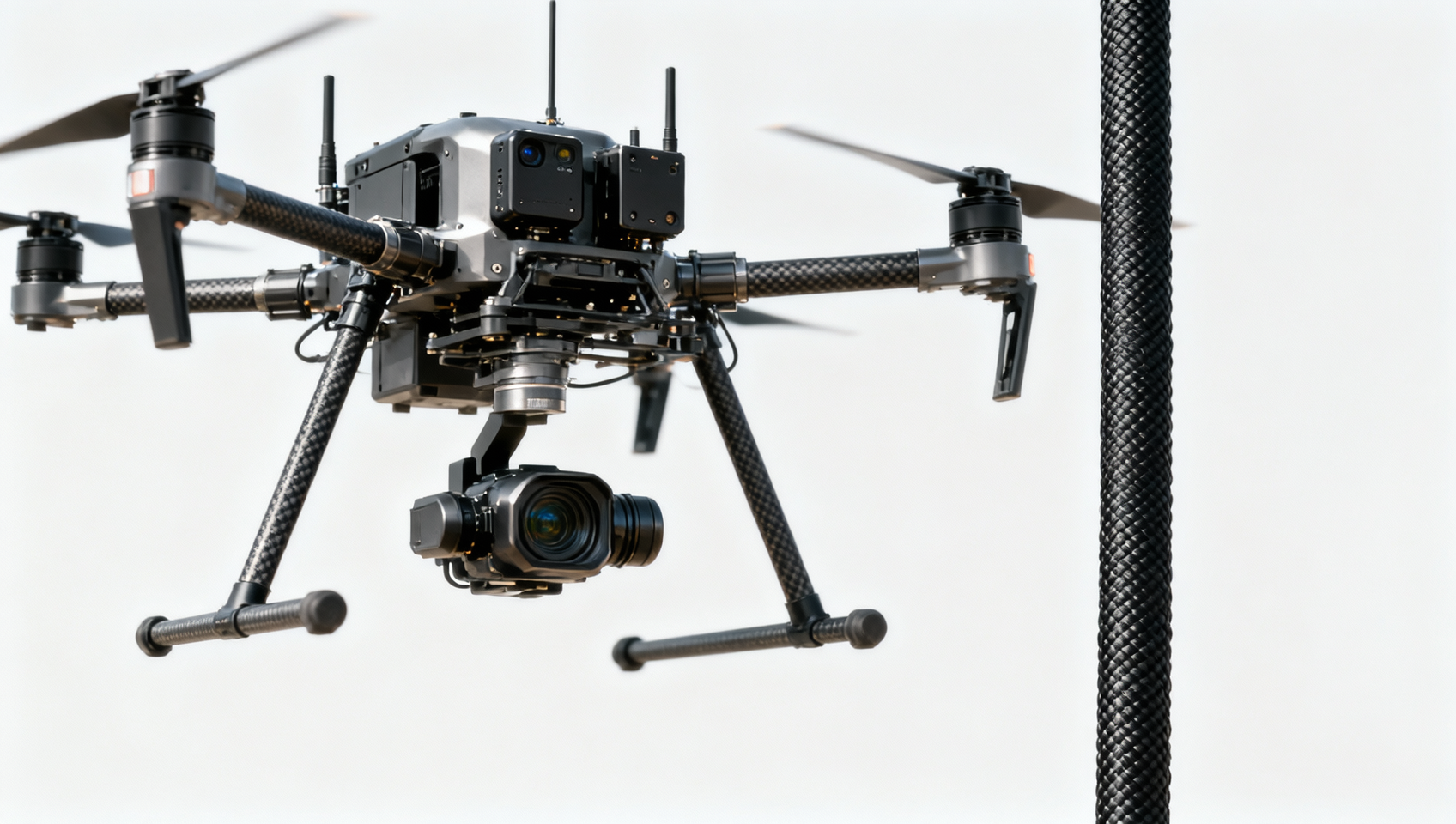 Tethered drone for border security: battery life vs. tether power stability trade-off?