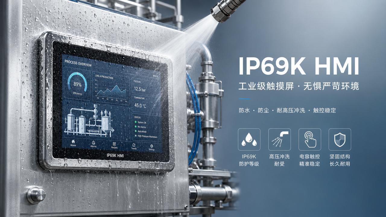 IP69K HMI screen touch sensitivity drops under gloves and spray