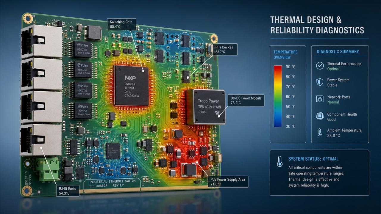 Industrial ethernet switch PCBA failures often come from thermal design
