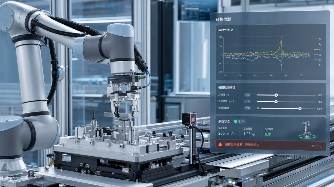 How cobot collision detection threshold affects false stops