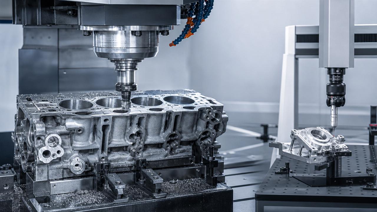 CNC milling for automotive engine blocks and flatness control