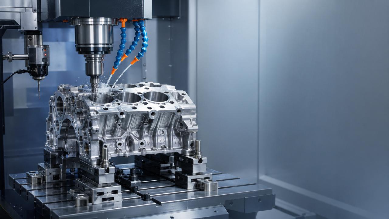 CNC milling for automotive engine blocks without scrap creep