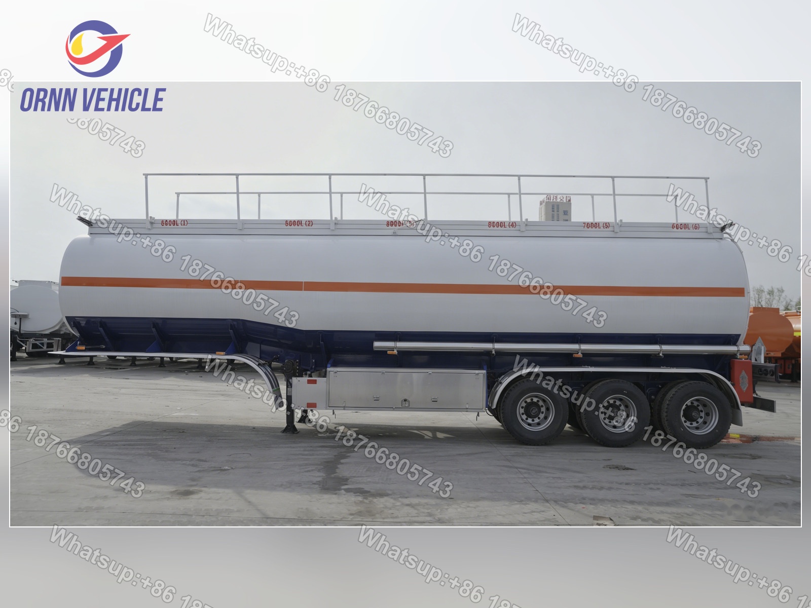 45 m³ 6-Compartment Painted Aluminum Alloy Fuel Tanker with Vapor Recovery