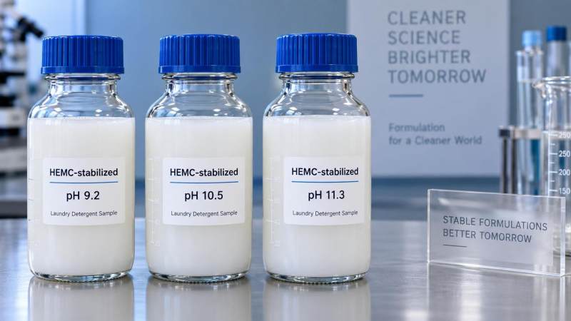 Улучшает ли HEMC срок хранения жидких средств для стирки с изменённым pH? Данные испытаний на стабильность Улучшает ли HEMC срок хранения жидких средств для стирки с изменённым pH? Данные испытаний на стабильность