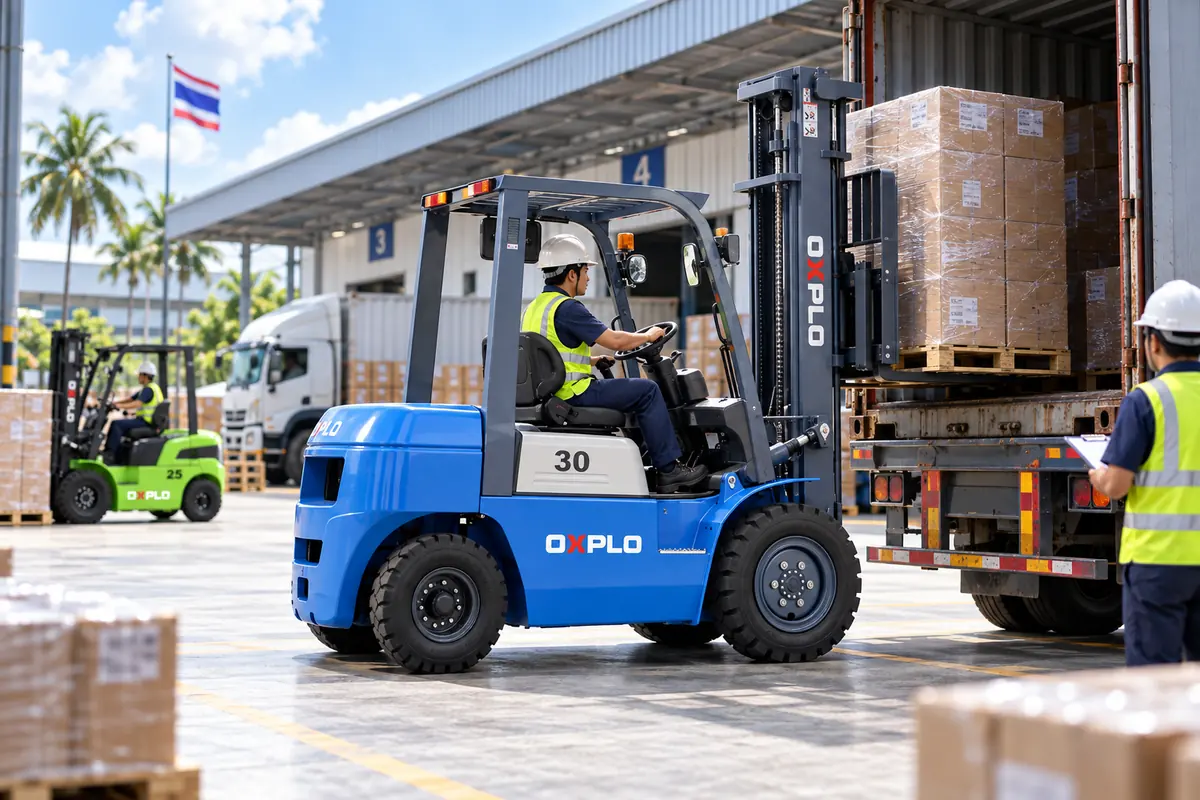 Forklift for Building Material Yards: Tires, Mast Visibility and Uneven Ground