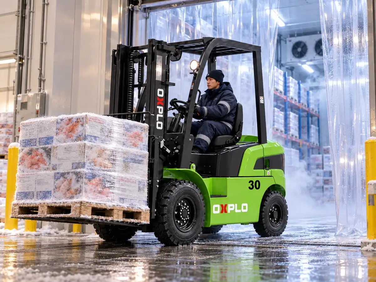 02_OXPLO_Cold_Room_Door_Condensation Forklift for Thailand Cold Storage: Battery, Condensation and Floor Conditions to Check