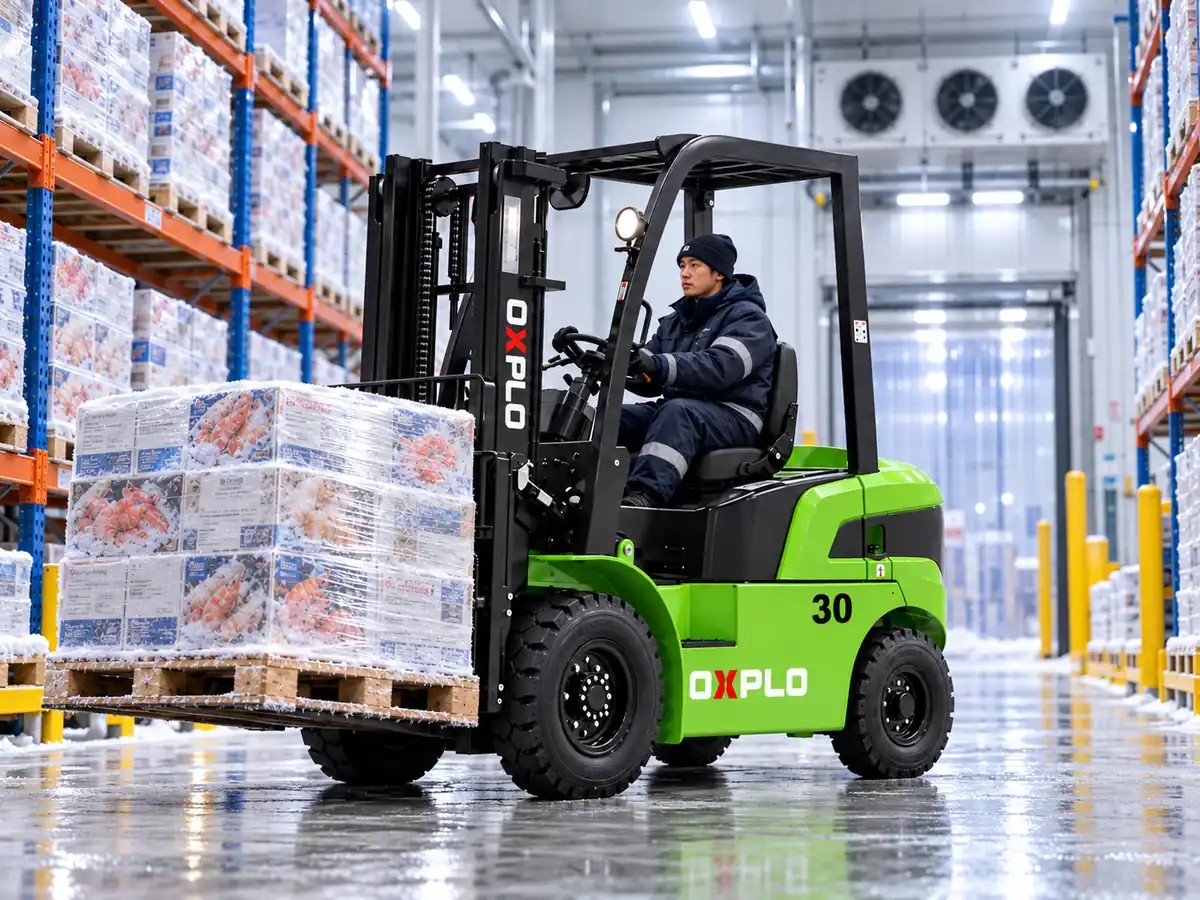 03_OXPLO_Warehouse_Forklift_Wet_Floor Forklift for Thailand Cold Storage: Battery, Condensation and Floor Conditions to Check